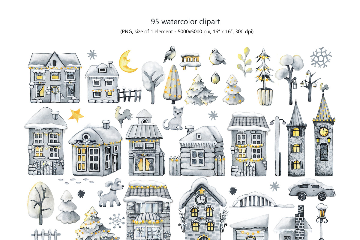 Christmas winter houses, city scene, an Illustration by Artmanata (Photo 4 of 17)