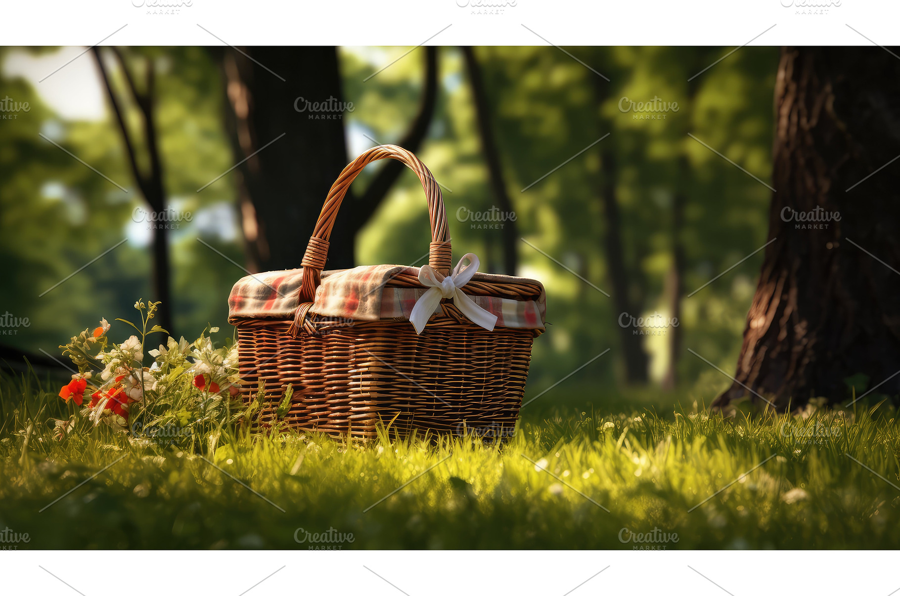 outdoors picnic basket ai generated, a Nature Photo by pikepicture
