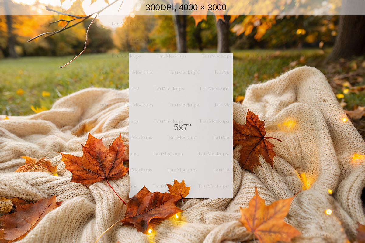 Autumn Greeting Card Mockup, an Advertising Mockup by TatiMockup (Photo 2 of 4)
