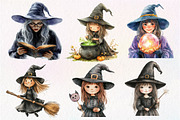 Halloween Cute Witch Clipart, an Illustration by Dream Creation (Thumbnail 3 of 6)