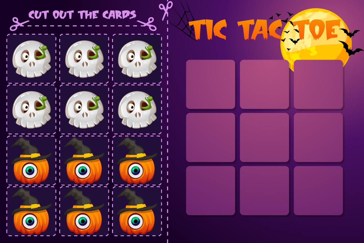 Halloween Tic Tac Toe Game for Kids, a Card Template by BabySofja (Photo 4 of 5)