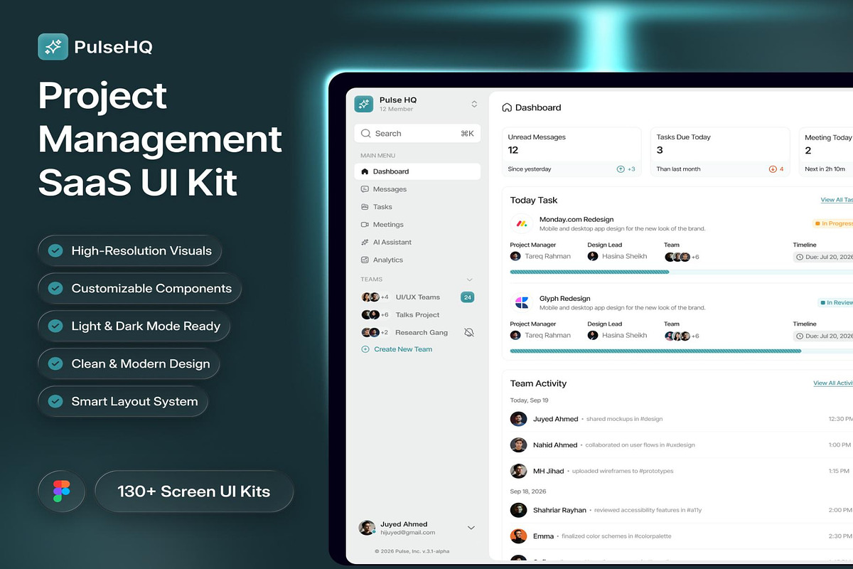 TeamCollaboration Project SaaS UIKit, an UI Kit Template by Creative Perspective (Photo 1 of 5)