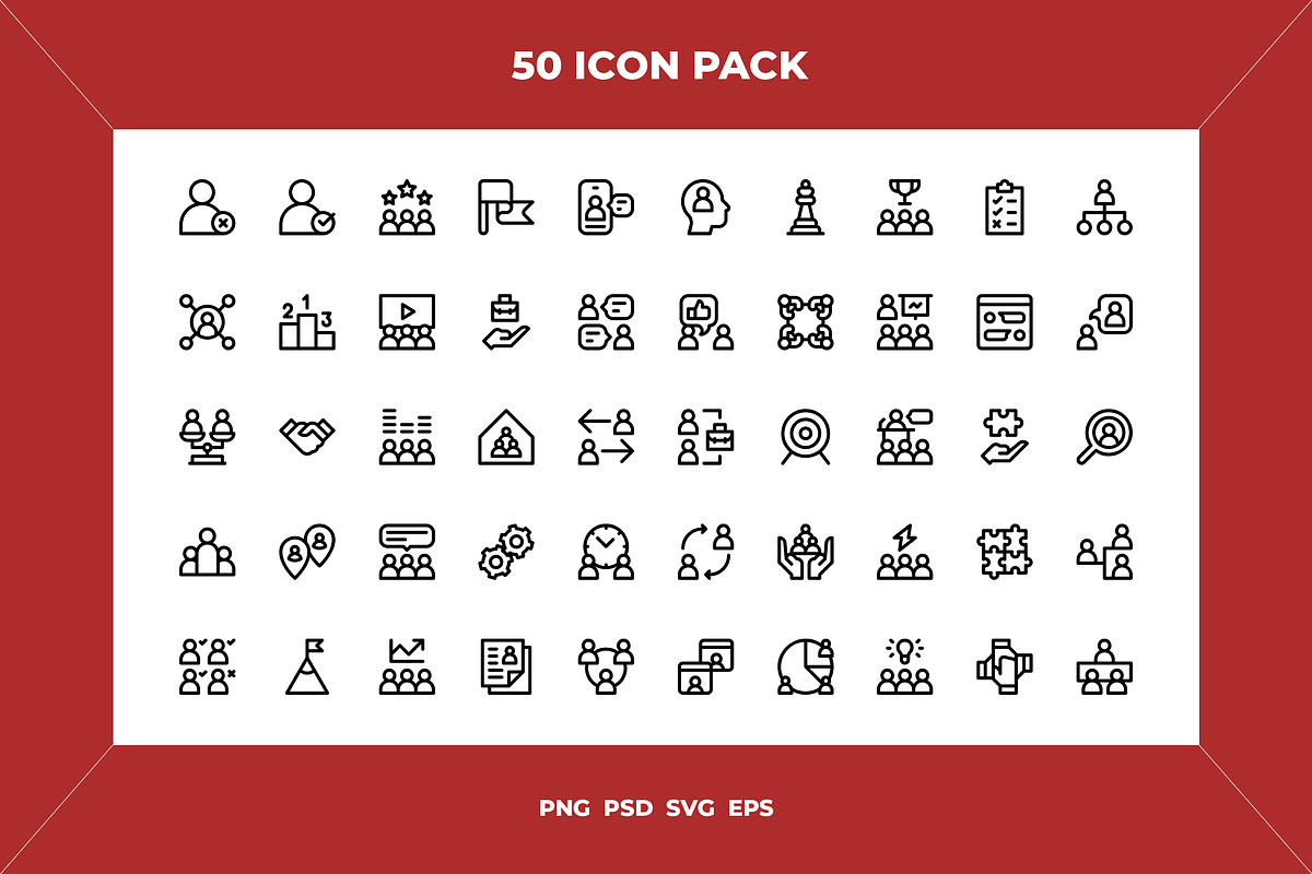 Teamwork icons, an Outline Icon by Wencory (Photo 1 of 2)