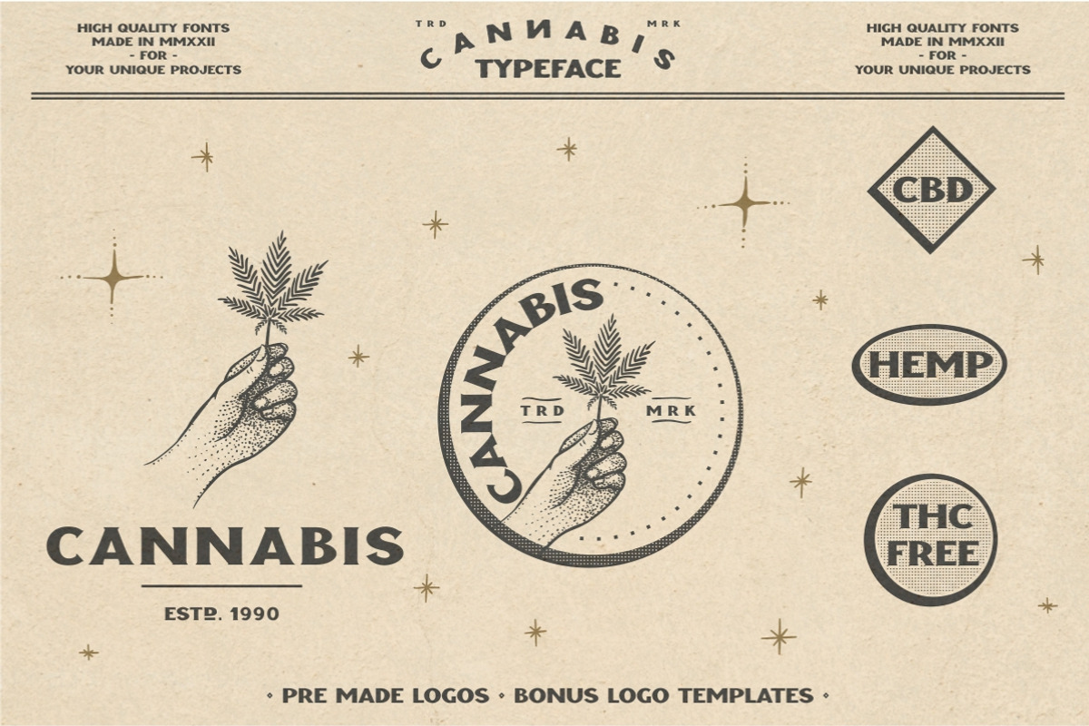 CANNABIS vintage font, a Font by Fat Hamster (Photo 6 of 10)