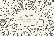Hand Drawn Seashell Illustrations, an Illustration by HonestiesPrintS (Thumbnail 1 of 2)
