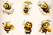 watercolor bee bumble clipart bundle, an Illustration by GatewayDesign (Thumbnail 2 of 7)