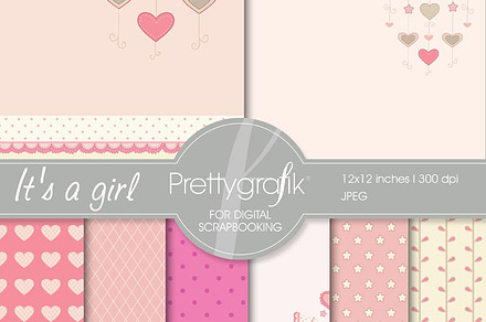 baby girl digital paper, commercial preview 2