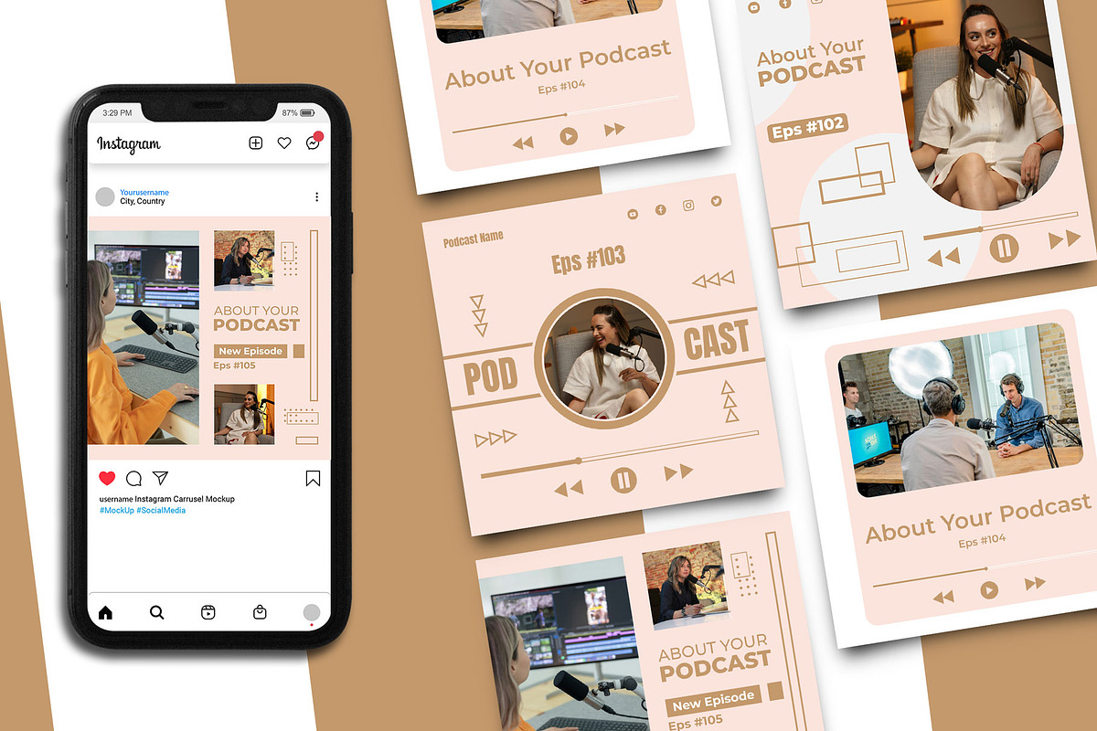 Podcast Instagram Post Template, a Social Media Template by Artnivora.Std