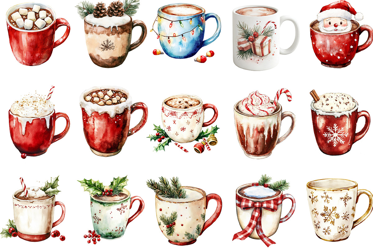 Retro Christmas Hot Cocoa Mugs, an Illustration by Designking (Photo 3 of 5)