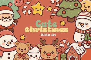 Cute Kawaii Christmas Sticker Set