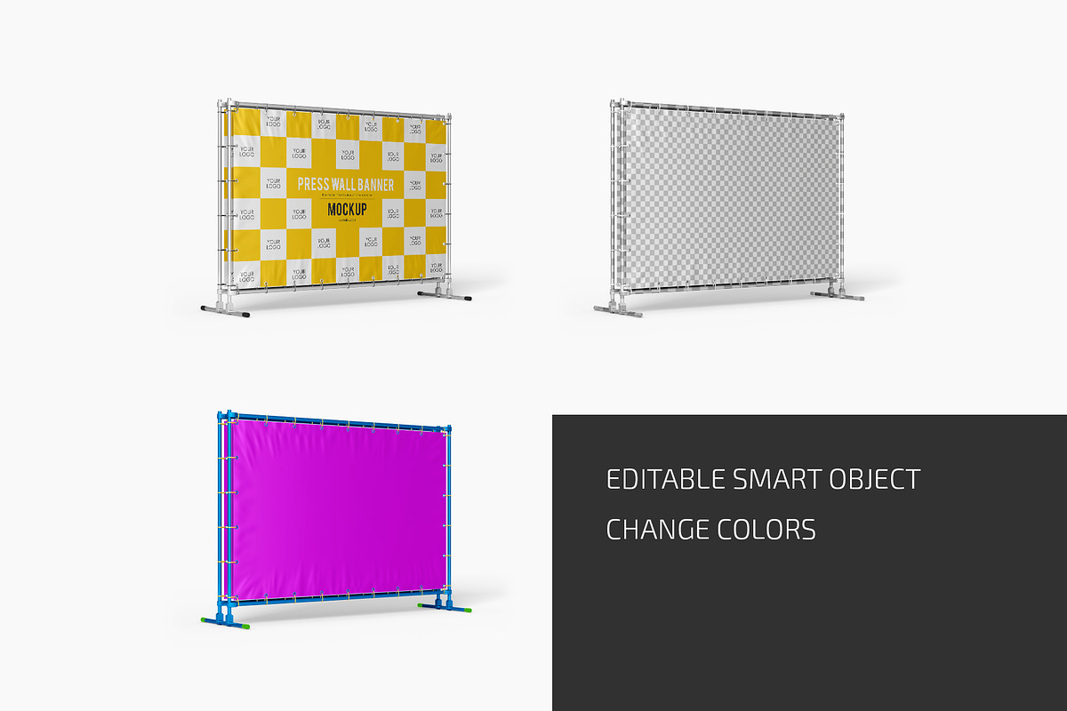 Press Wall Banner Mockup Set, an Advertising Mockup by Country4k (Photo 2 of 4)