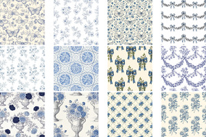 Blue Toile Digital Paper, Coquette, a Pattern Graphic by Wow Magic