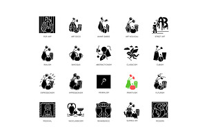 Art Movements Black Glyph Icons Set