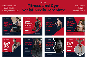 Fitness and Gym Instagram Template, a Social Media Template by Lakhan1998