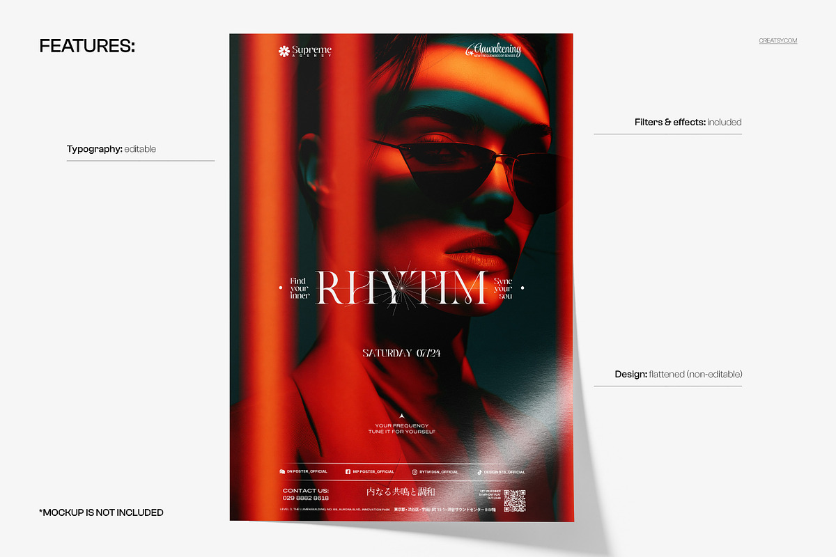 Neon Rhythm Sync Poster Template, a Poster Template by creatsy5 (Photo 2 of 4)