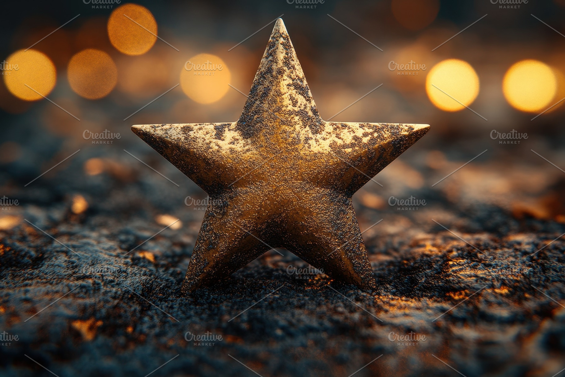 Rusty star decoration against a blur, a Photo by Tanuart