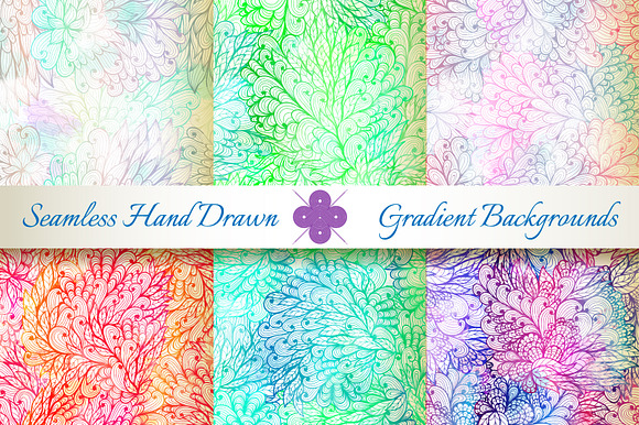 6 Seamless Gradient Florals. Set5