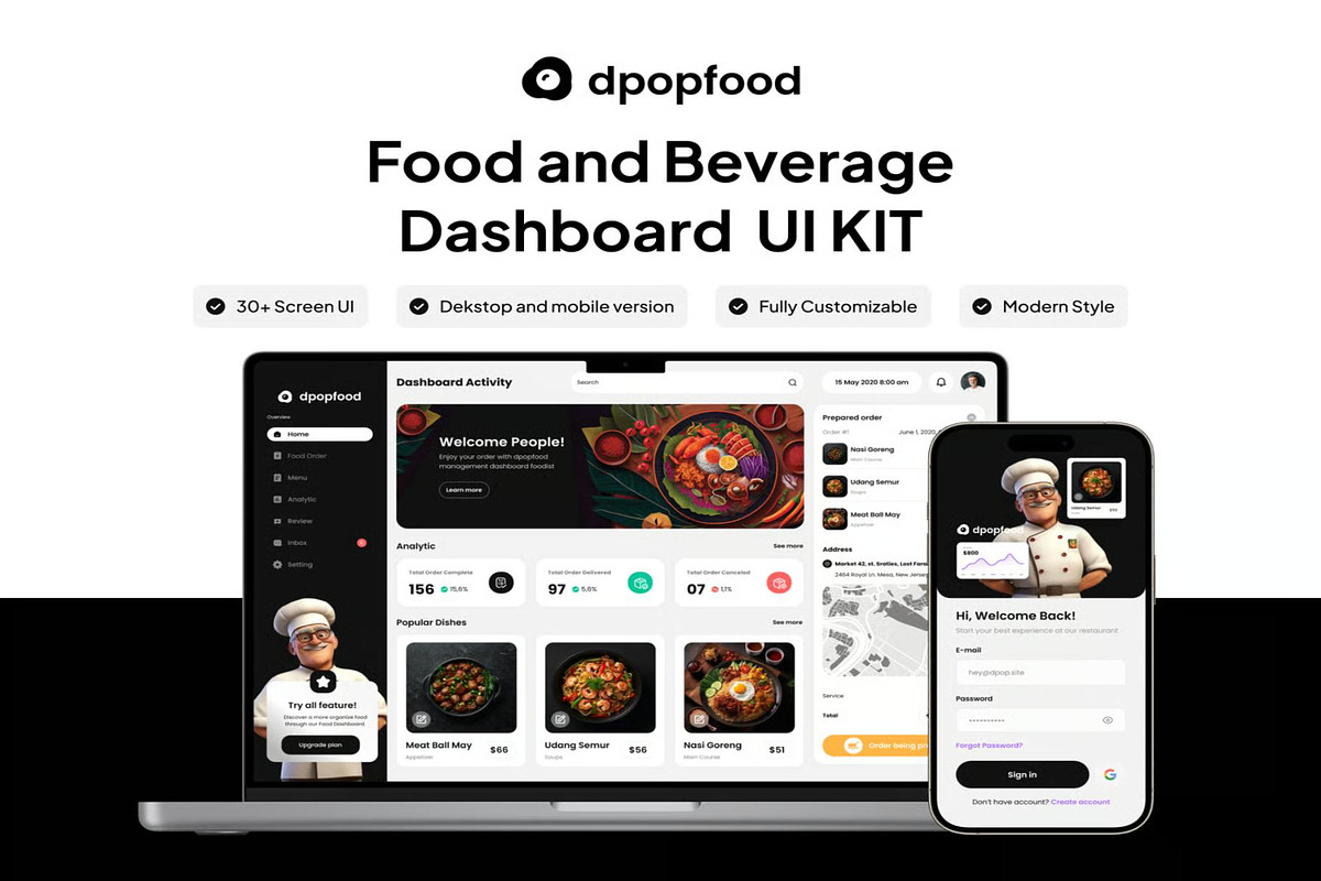 dpopfood Food and Beverage Dashboard, an UI Kit Template by Lumina_ui_ux202 (Photo 1 of 7)