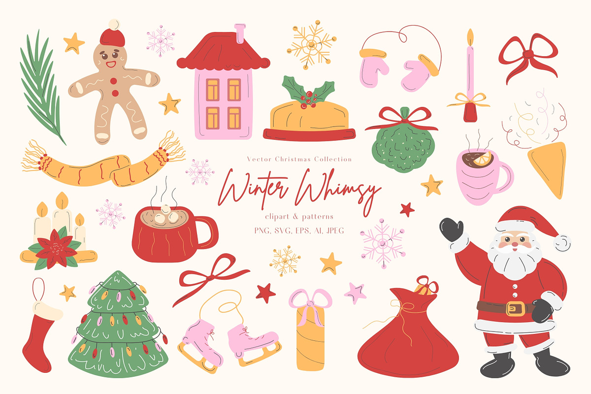 Christmas Clipart and Patterns, a Seasonal Illustration by CapriceMeDesigns (Photo 1 of 16)
