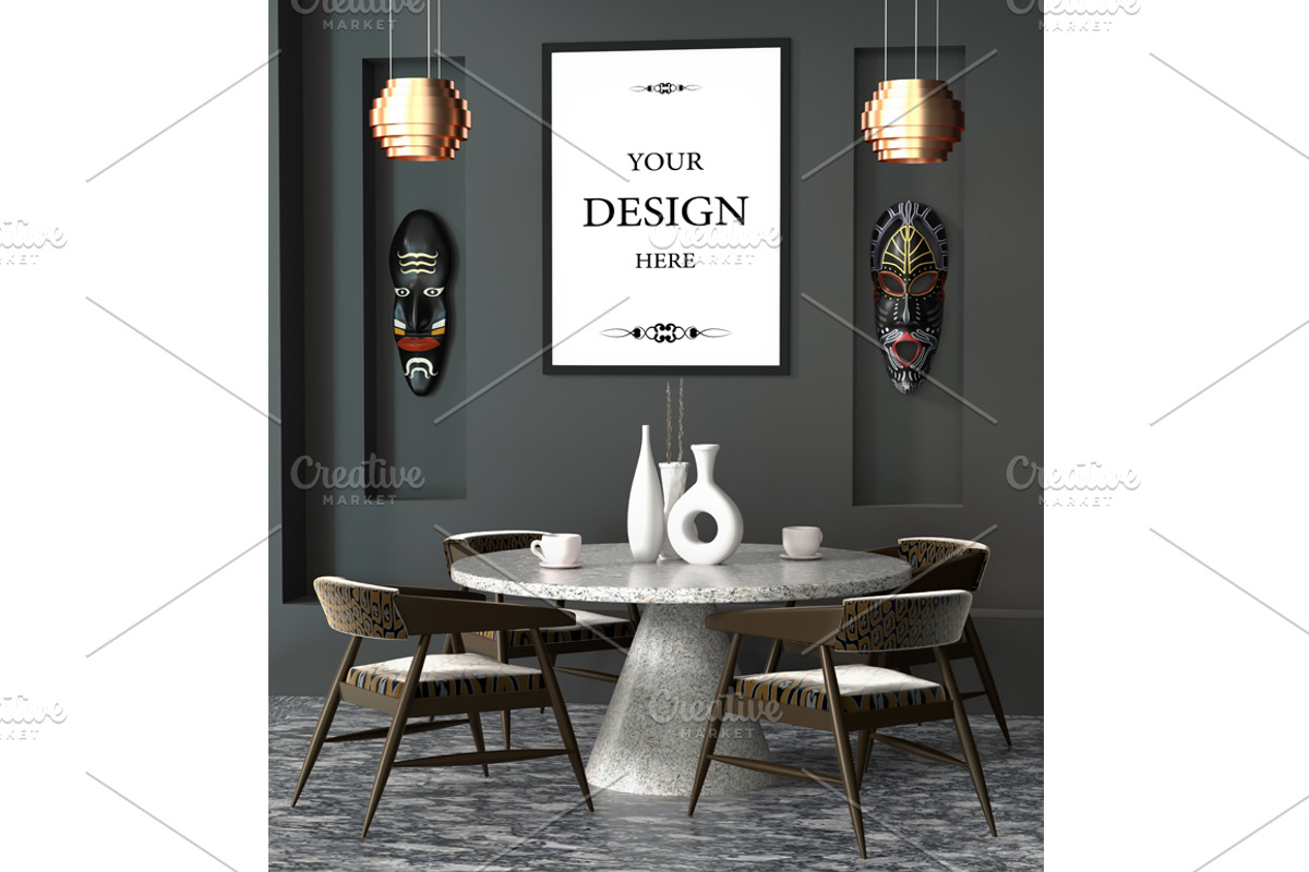 Mock up 3d interior of the cafe, a Print Template by Larser (Photo 1 of 2)