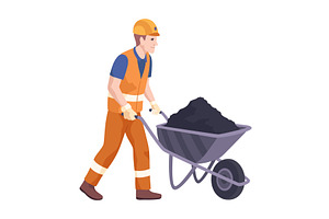 Construction Worker Pushing, an Illustration by Things for designers