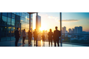 Corporate silhouettes in a modern, an Architecture Photo by Igor Tichonow