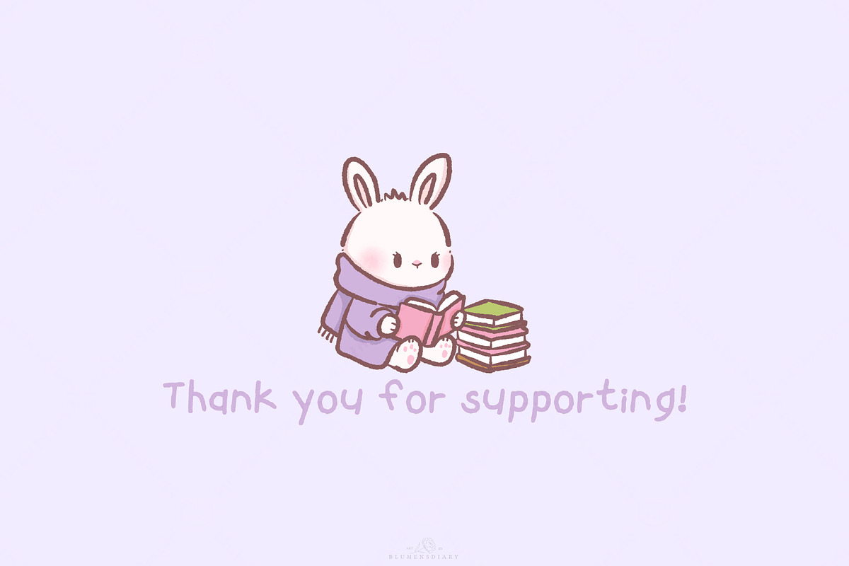 Kawaii Bunny Bookish Winter Clipart, an Animal Illustration by Blumensdiary (Photo 7 of 7)
