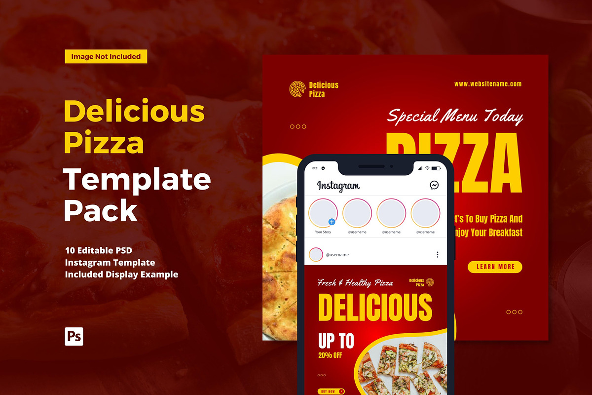 Delicious Pizza Instagram Post, a Social Media Template by CavenArt (Photo 1 of 5)