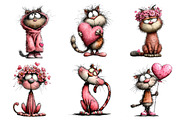 Whimsical Valentine Cats Clipart, an Illustration by Dream Creation (Thumbnail 7 of 8)