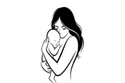 50 Mother and Baby Silhouette Bundle, an Illustration by Creativeshirt (Thumbnail 45 of 48)