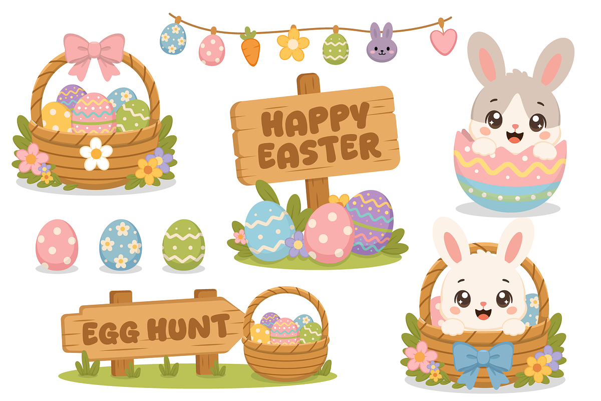 Easter Bunny and Egg Collection Set, a Seasonal Illustration by Artpon Illustration (Photo 2 of 3)