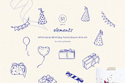 Whimsical Birthday line art, a Decorative Illustration by Yuliia Lashevska (Thumbnail 5 of 11)