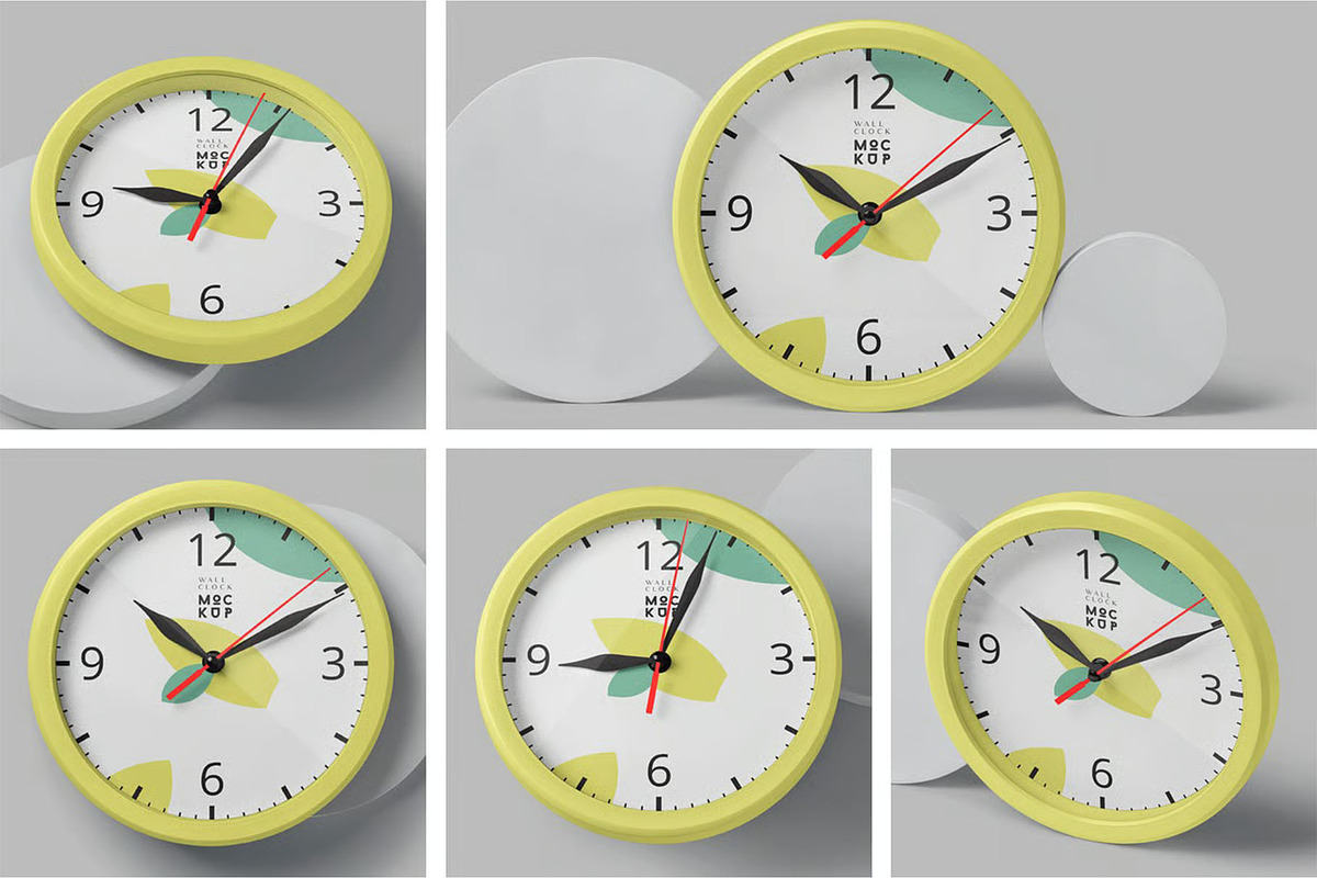 Round Wall Clock Mockups, a Product Mockup by megostudi0 (Photo 1 of 7)