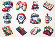 Christmas Gamer Clipart, an Illustration by RobertsArt (Thumbnail 6 of 7)