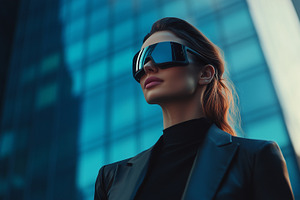 Elegant woman in futuristic glasses, a Person Photo by MistyDay