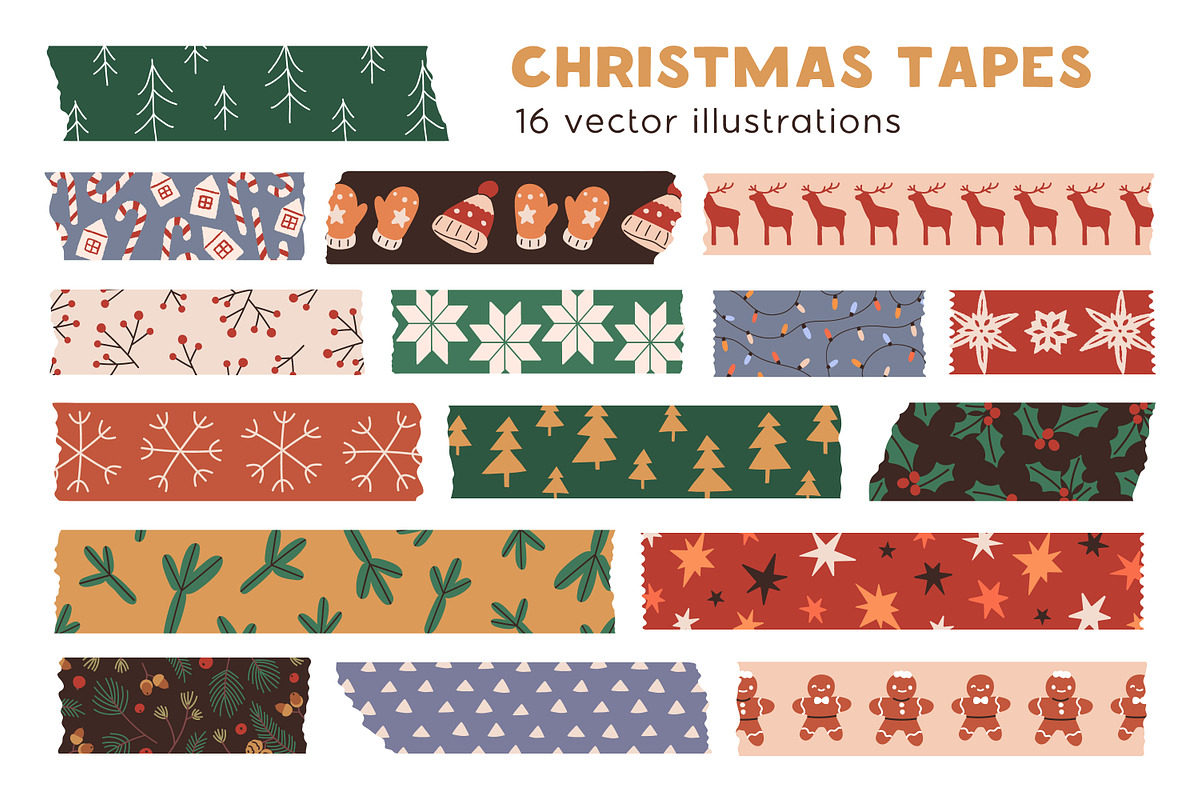 Christmas decorative washi tapes set, a Decorative Illustration by Good Studio (Photo 1 of 4)