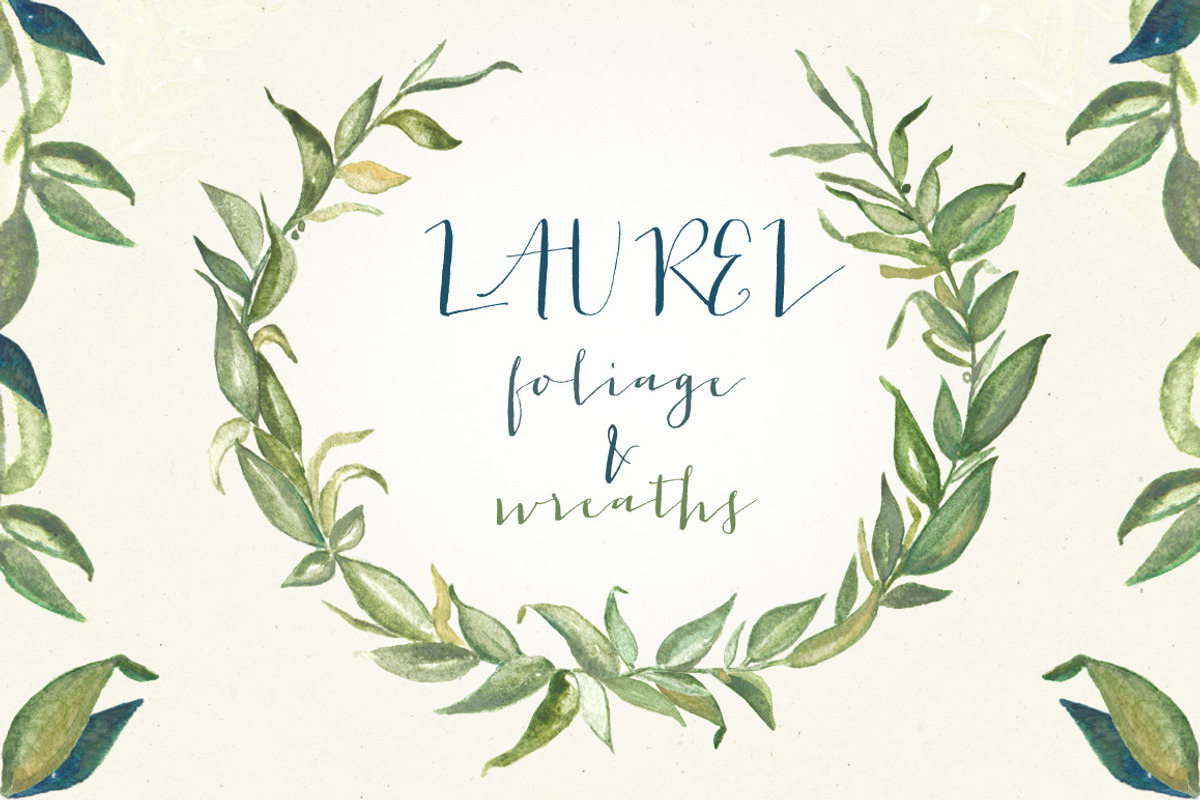 Laurel foliage wreaths. Watercolor., a Texture Illustration by LABFcreations (Photo 3 of 5)