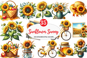 Watercolor Sunflower Sunny Day png, an Illustration by Watercolor design