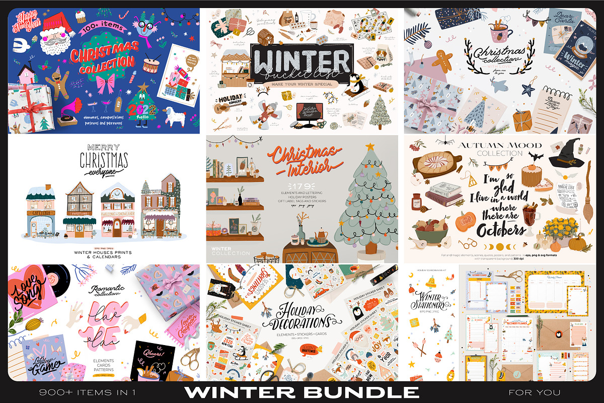 Cute Christmas & New Year BUNDLE, a Seasonal Illustration by Ruslana Lubenets (Photo 1 of 104)