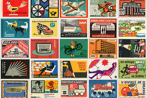 Vintage mid century matchbox labels, a Wallpaper Photo by BOOCYS
