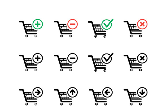 Set Of Black Shopping Carts Icons