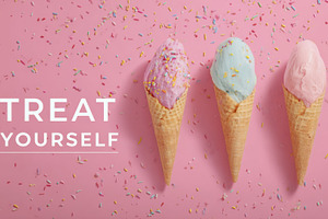 Ice cream cones TREAT YOURSELF, a Holiday Photo by Virgo Studio