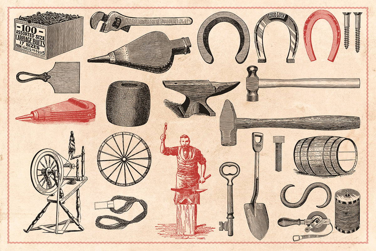 120 Vintage Tools & Craft, an Illustration by Brigantine Designs (Photo 4 of 7)