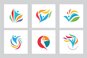 Positive Human Logo Vector Set