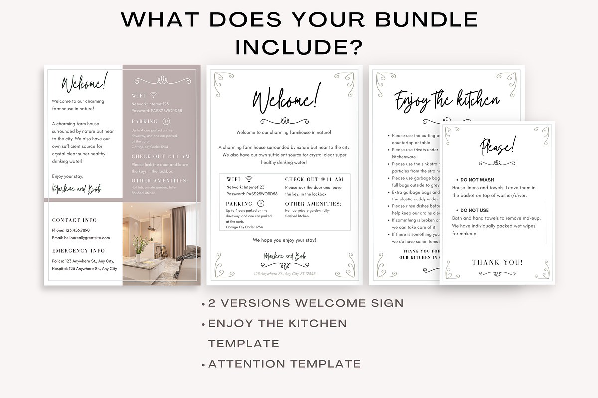Airbnb Welcome Signs Canva Templates, a Templates & Theme by Cosmic Design (Photo 3 of 7)