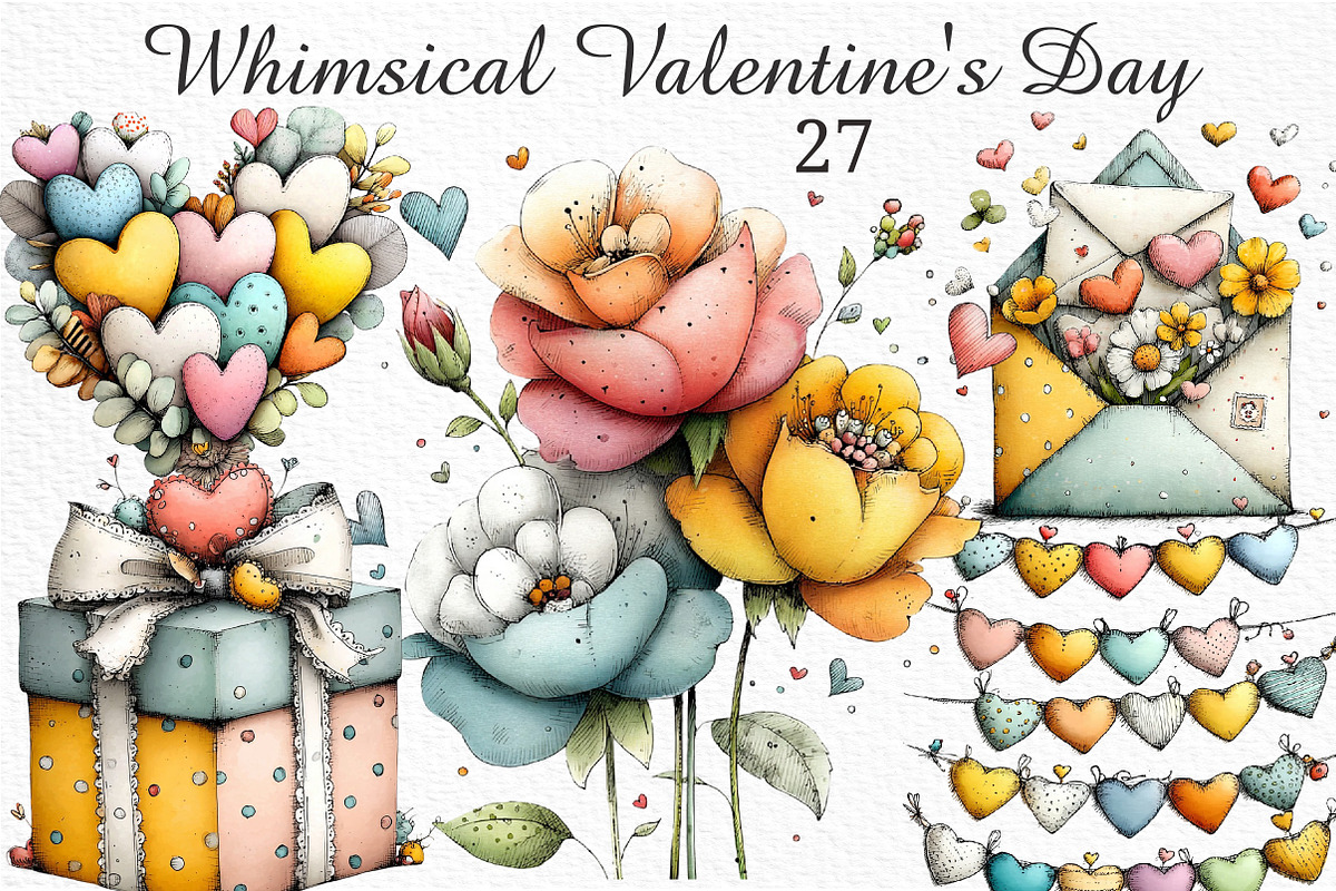 Whimsical Valentine's Day Clipart, an Illustration by Craft Nest (Photo 1 of 11)