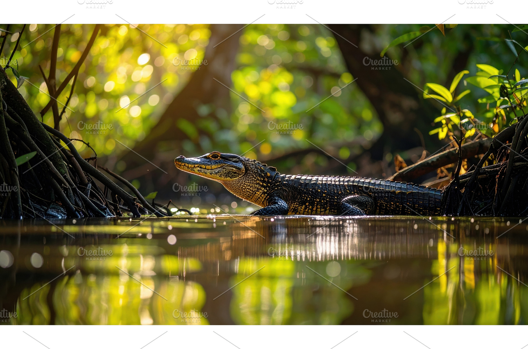A caiman basking in Amazonian waters, an Animal Photo by Igor Tichonow