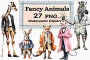Dressed Animals Collection Clipart, an Animal Illustration by Watercolor Digital (Thumbnail 1 of 7)