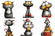 quirky Christmas cat clipart, an Illustration by DreamArtGraphic (Thumbnail 2 of 4)