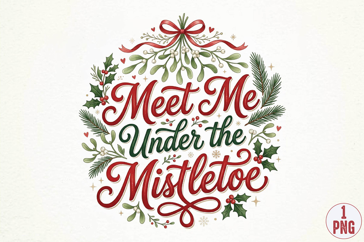 Meet Me Under the Mistletoe Christma, a Seasonal Illustration by DreamPrint404 (Photo 1 of 6)